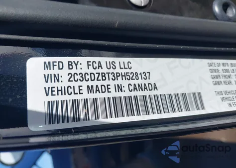 2023 Dodge Challenger R/T from USA, damaged, VIN 2C3CDZBT3PH528137